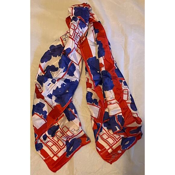 Vintage VERA Neumann Scarf ~ Ladybug Signed ~ Red & Blue ~ Cars ~ 14" x 43" - Picture 4 of 5